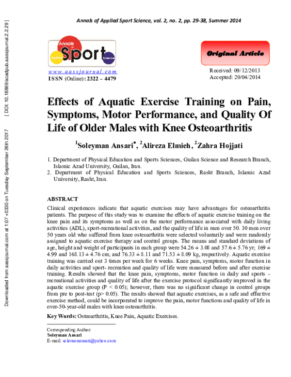 (PDF) Effects of Aquatic Exercise Training on Pain, Symptoms, Motor ...
