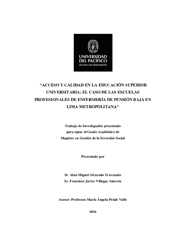 (PDF) Acceso y calidad en la educación superior universitaria : el caso ...