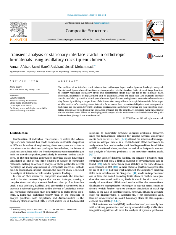(PDF) Transient analysis of stationary interface cracks in orthotropic ...