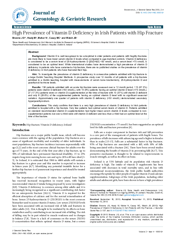 (PDF) High Prevalence of Vitamin D Deficiency in Irish Patients with