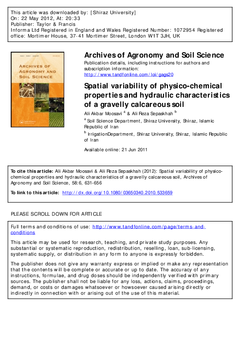 (PDF) Spatial variability of physico-chemical properties and hydraulic ...