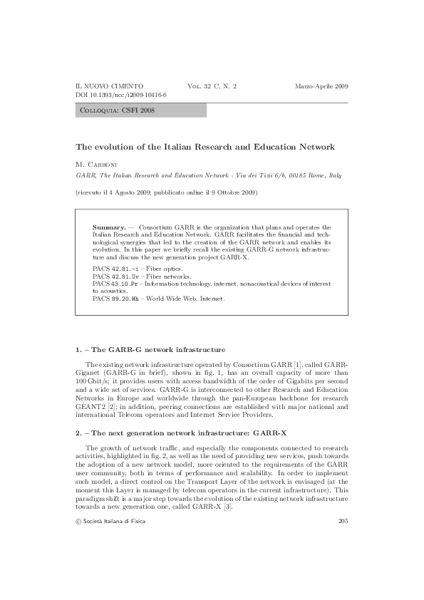 (PDF) The evolution of the Italian Research and Education Network