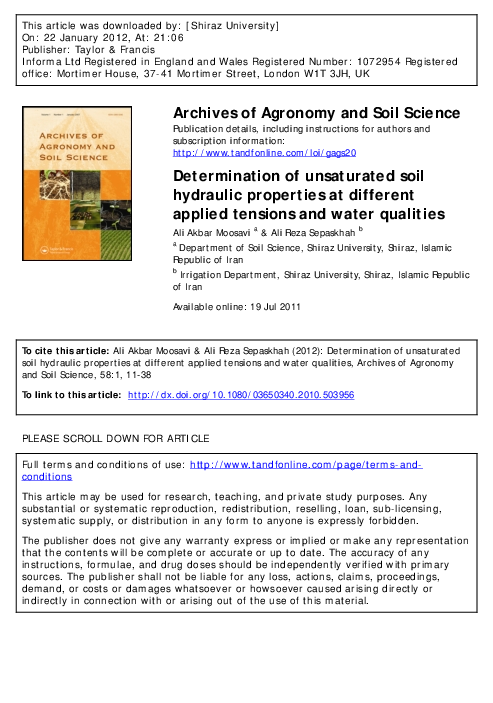 (PDF) Determination of unsaturated soil hydraulic properties at ...