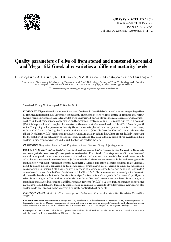 (PDF) Quality parameters of olive oil from stoned and nonstoned ...