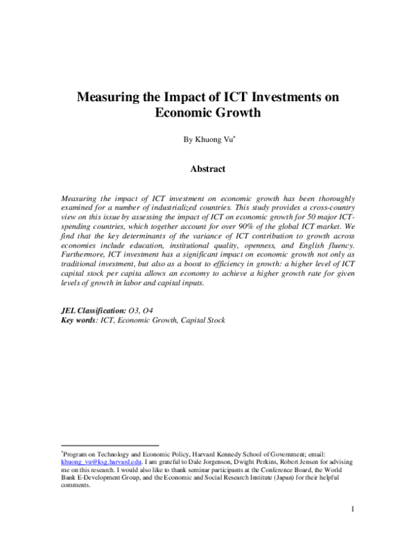 (PDF) Measuring the Impact of ICT Investments on Economic Growth