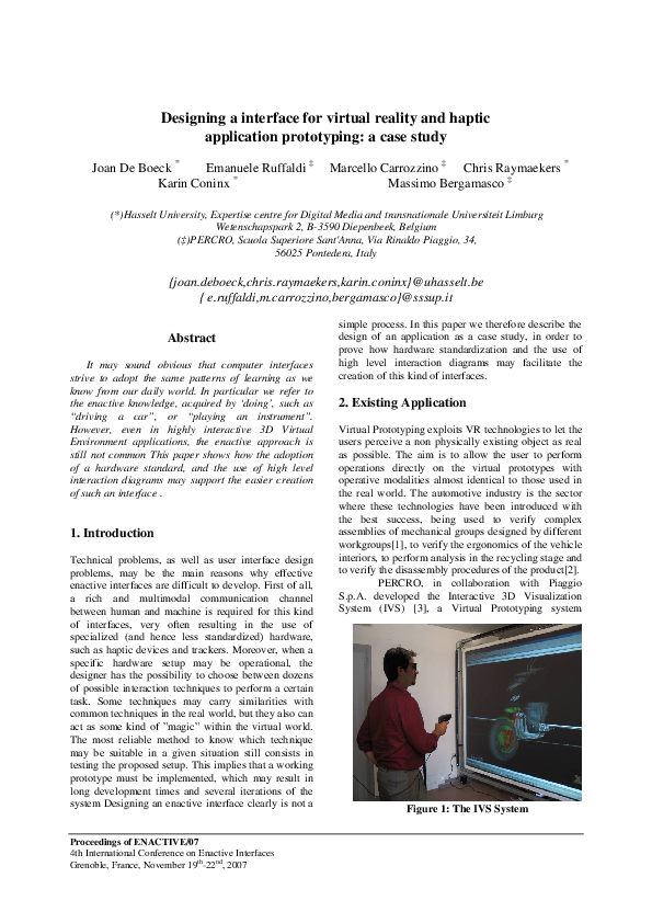 (PDF) Designing an interface for virtual reality and haptic application ...