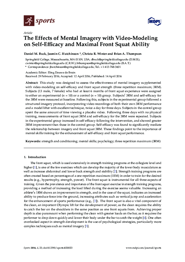 (PDF) The Effects of Mental Imagery with Video-Modeling on Self ...