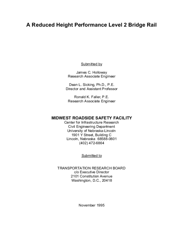 (PDF) Reduced-Height Performance Level 2 Bridge Rail