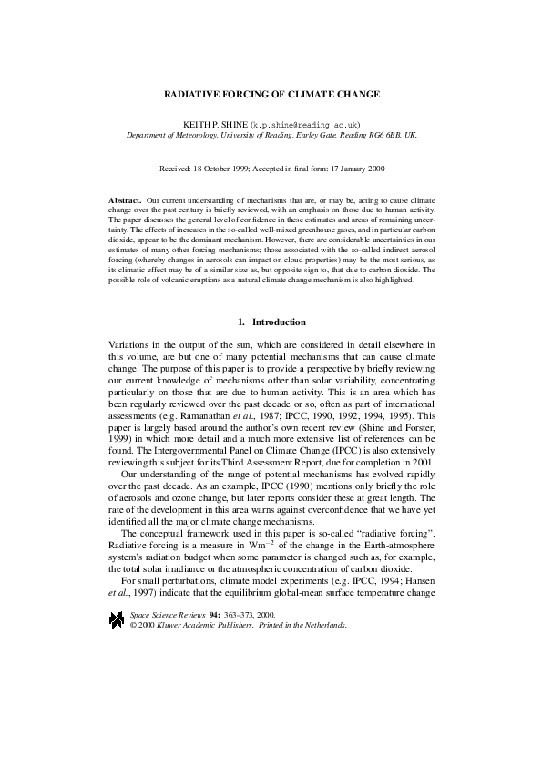 (PDF) Radiative forcing of climate change