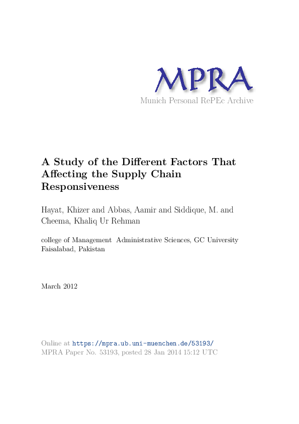 (PDF) A Study of the Different Factors That Affecting the Supply Chain ...