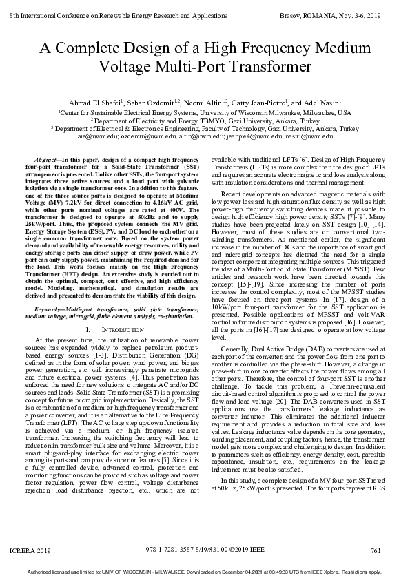 (PDF) A Complete Design of a High Frequency Medium Voltage Multi-Port ...