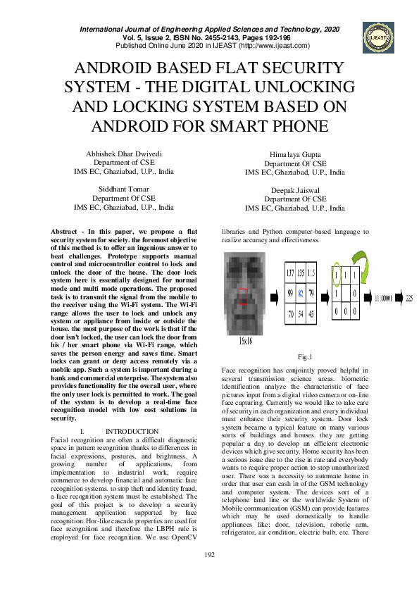 (PDF) Android Based Flat Security System - the Digital Unlocking and ...