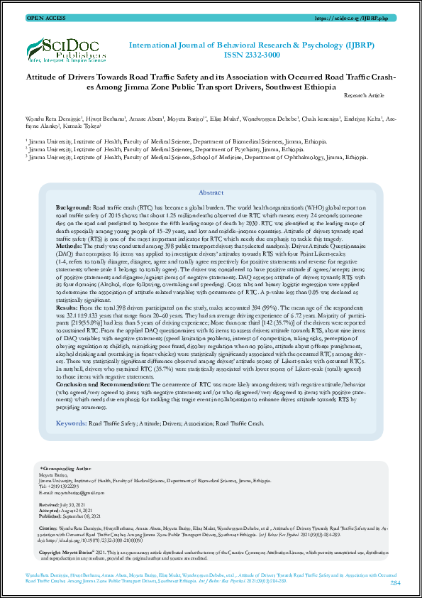 (PDF) Attitude of Drivers Towards Road Traffic Safety and its ...