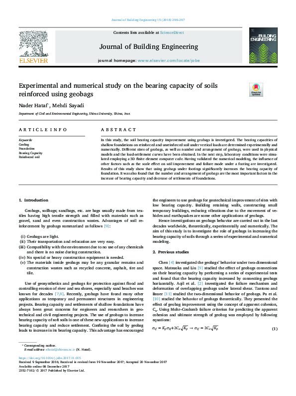 (PDF) Experimental and numerical study on the bearing capacity of soils ...
