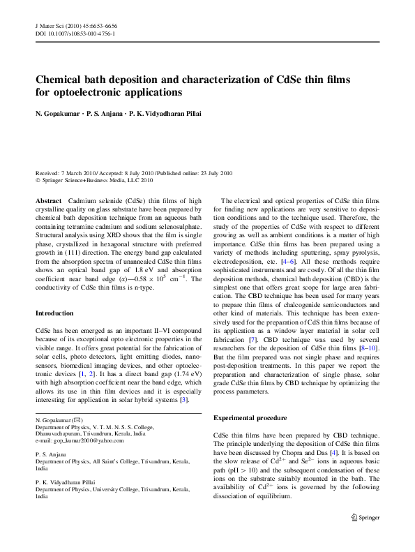 (PDF) Chemical bath deposition and characterization of CdSe thin films ...