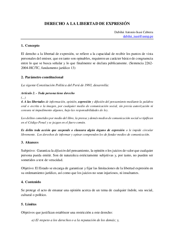 (PDF) DERECHO A LA LIBERTAD DE EXPRESIÓN