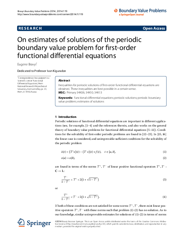 (PDF) On estimates of solutions of the periodic boundary value problem ...