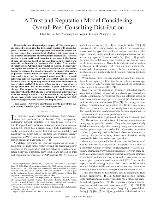 (PDF) A Trust and Reputation Model Considering Overall Peer Consulting ...