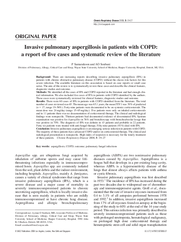 (PDF) Invasive pulmonary aspergillosis in patients with COPD: a report ...