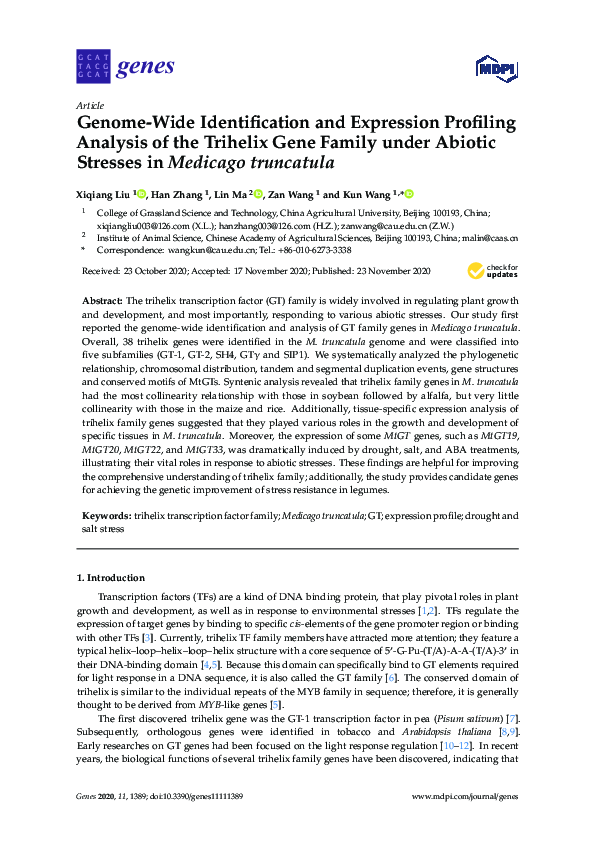 (PDF) Genome-Wide Identification and Expression Profiling Analysis of ...