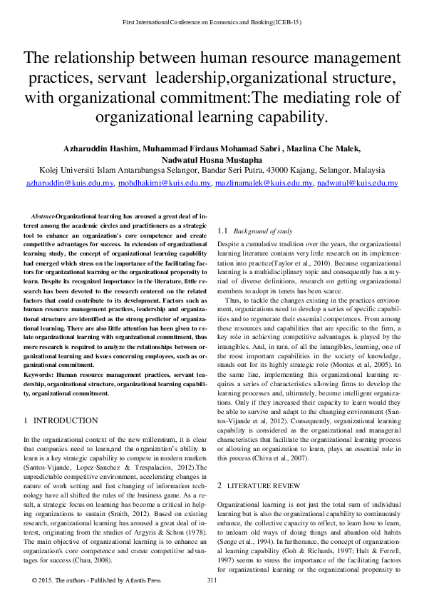 (PDF) The relationship between human resource management practices ...