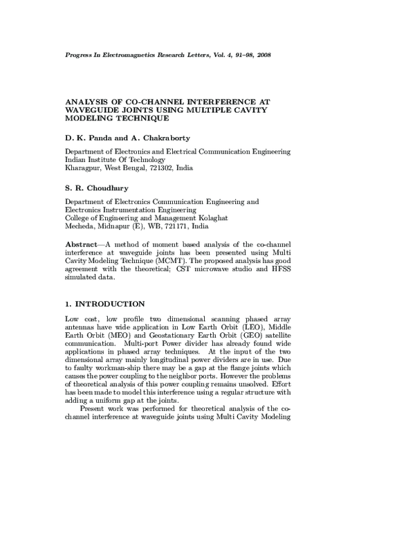 (PDF) Analysis of co-channel interference at waveguide joints using ...