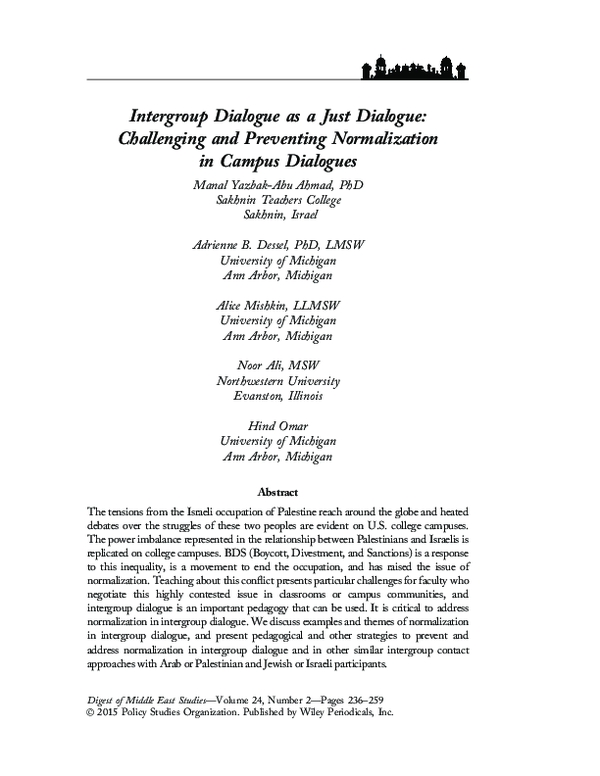(PDF) Intergroup Dialogue as a Just Dialogue: Challenging and ...