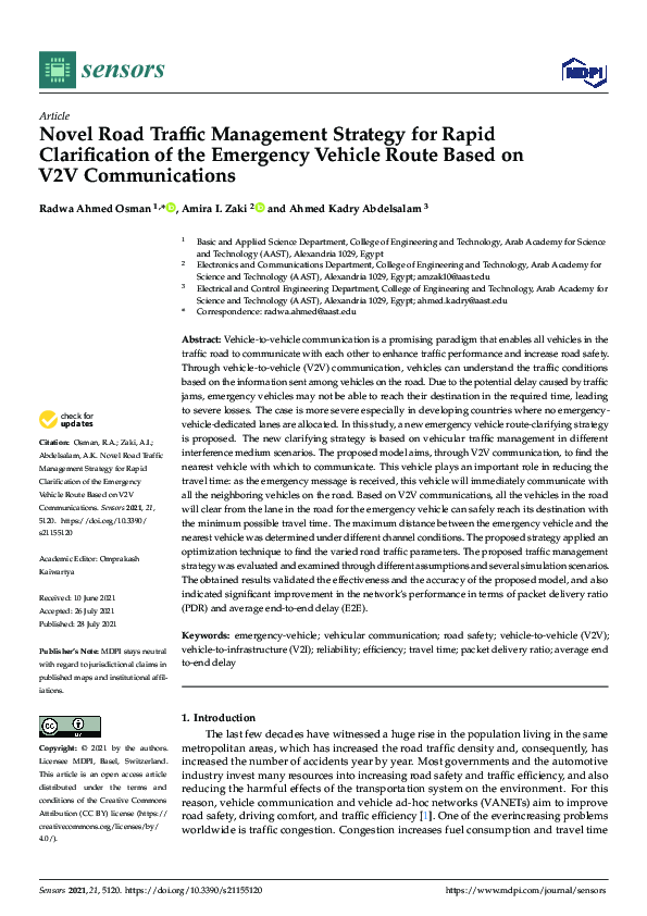 (PDF) Novel Road Traffic Management Strategy for Rapid Clarification of ...