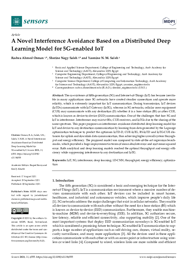 (PDF) A Novel Interference Avoidance Based on a Distributed Deep ...