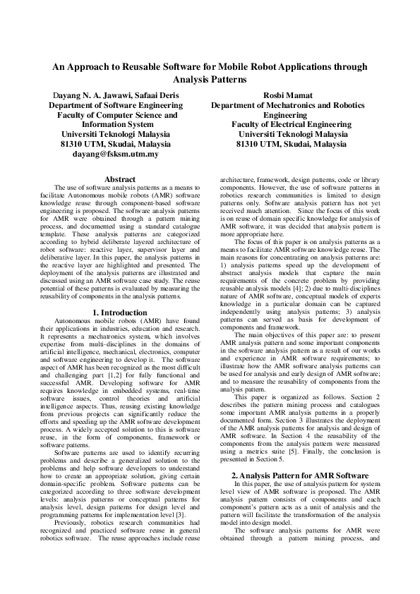 (PDF) An approach to reusable software for mobile robot applications ...