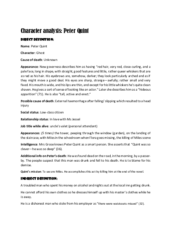 (PDF) Analysis of Peter Quint in Henry James' Turn of the Screw