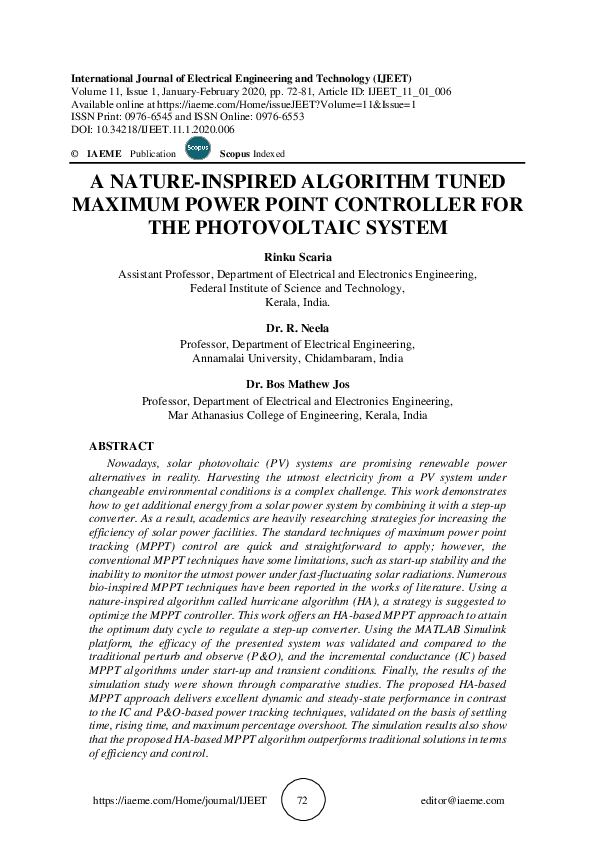 (PDF) A NATURE-INSPIRED ALGORITHM TUNED MAXIMUM POWER POINT CONTROLLER ...