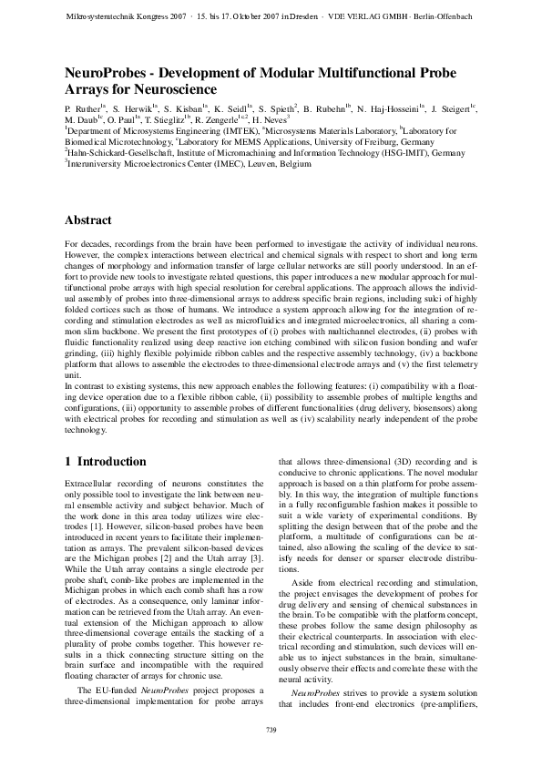 (PDF) NeuroProbes-Development of Modular Multifunctional Probe Arrays ...