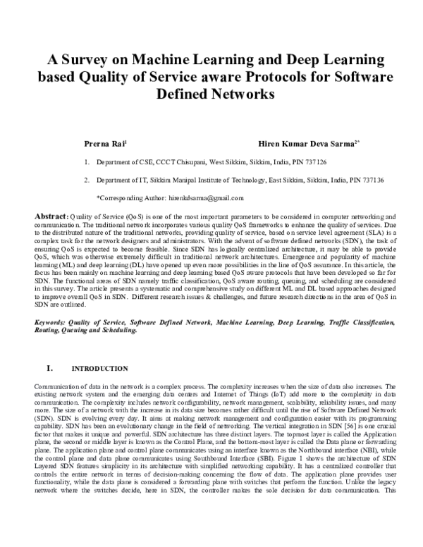 (DOC) A Survey on Machine Learning and Deep Learning based Quality of ...