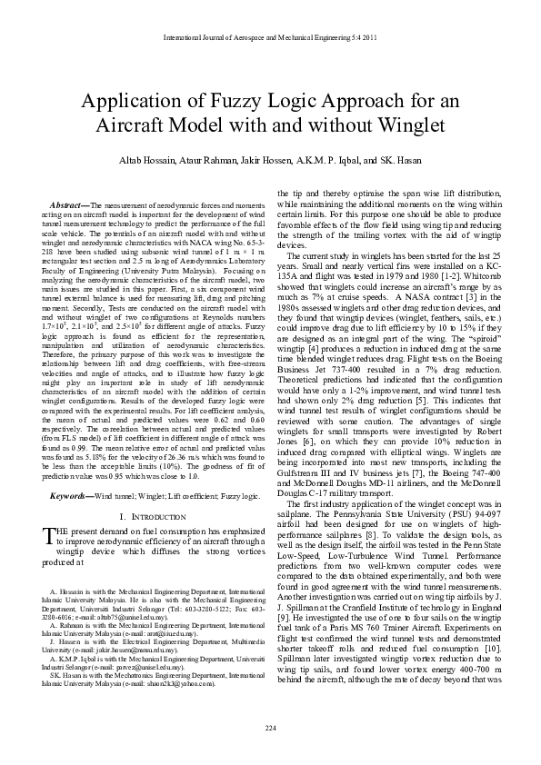 (PDF) Application of Fuzzy Logic Approach for An Aircraft Model With ...