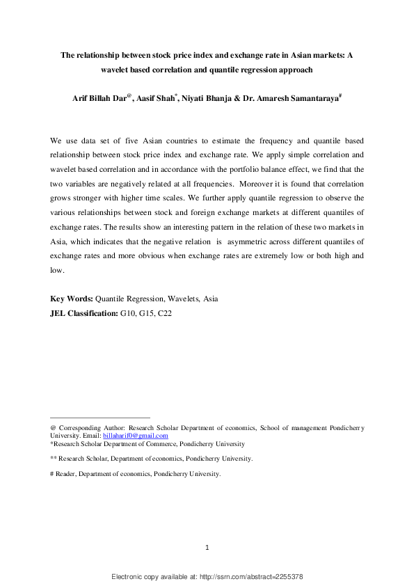 (PDF) The Relationship between Stock Price Index and Exchange Rate in ...
