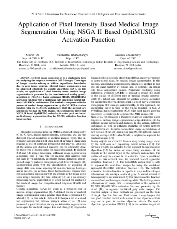 (PDF) Application of Pixel Intensity Based Medical Image Segmentation ...