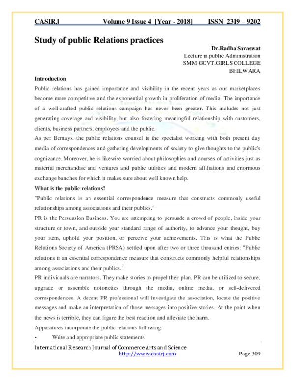 (PDF) Study of public Relations practices