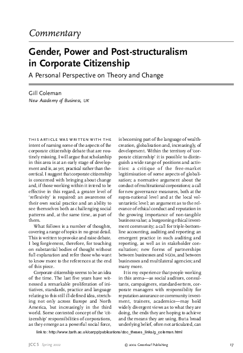 (PDF) Commentary: Gender, Power and Post-structuralism in Corporate ...