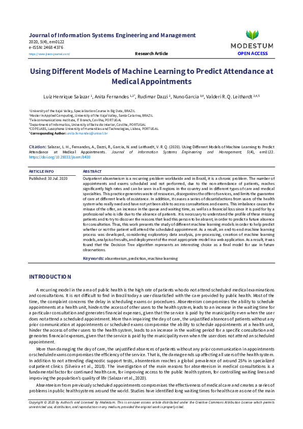 (PDF) Using Different Models of Machine Learning to Predict Attendance ...