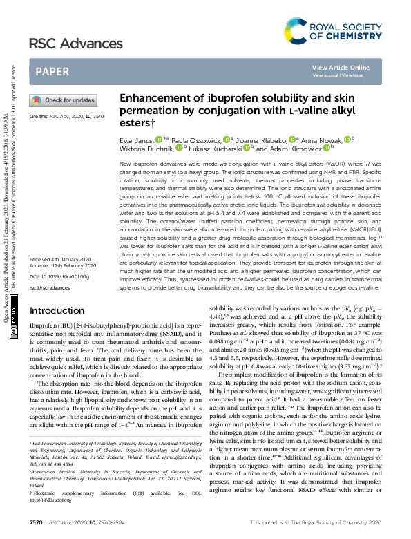 (PDF) Enhancement of ibuprofen solubility and skin permeation by ...