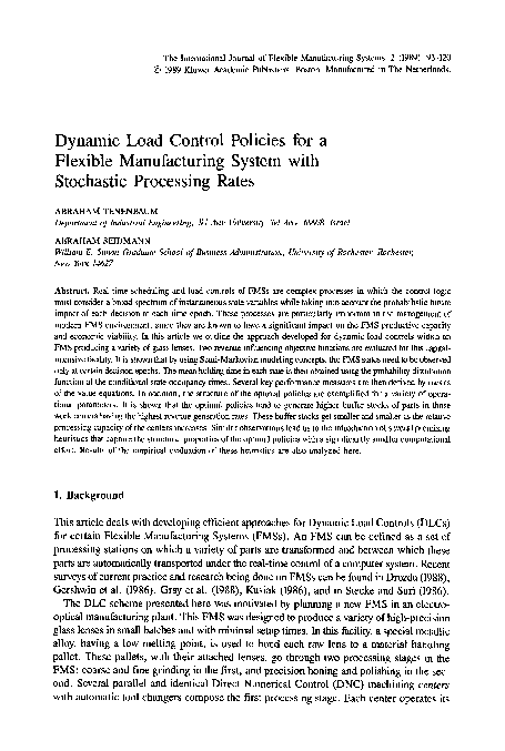(PDF) Dynamic load control policies for a flexible manufacturing system ...