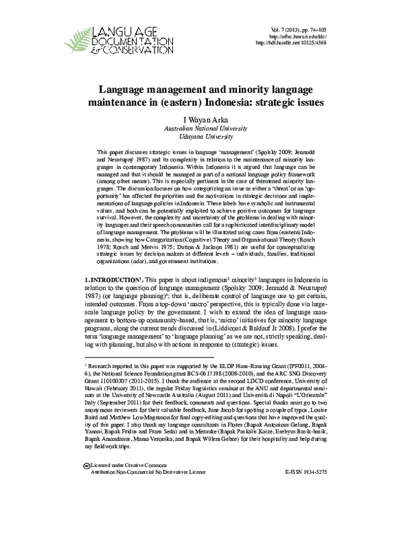 (PDF) Language Management and Minority Language Maintenance in (Eastern ...