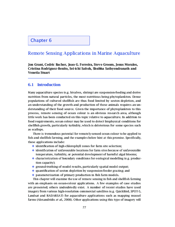 (PDF) Remote sensing applications in marine aquaculture