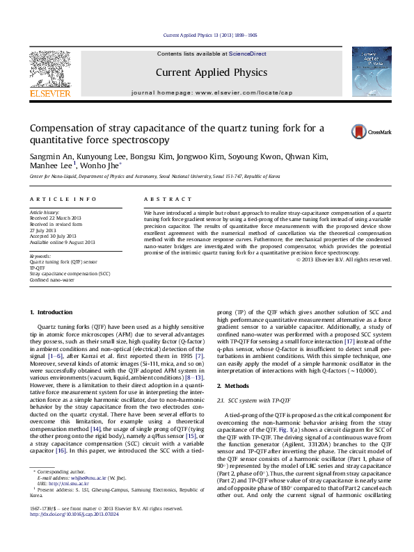 (PDF) Compensation of stray capacitance of the quartz tuning fork for a ...