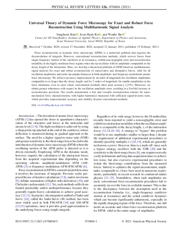 (PDF) Universal Theory of Dynamic Force Microscopy for Exact and Robust ...