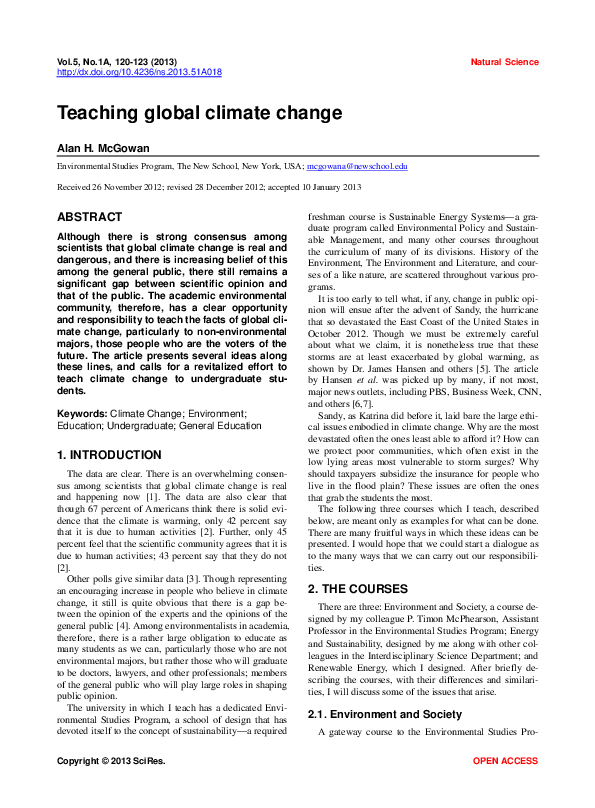 (PDF) Teaching global climate change