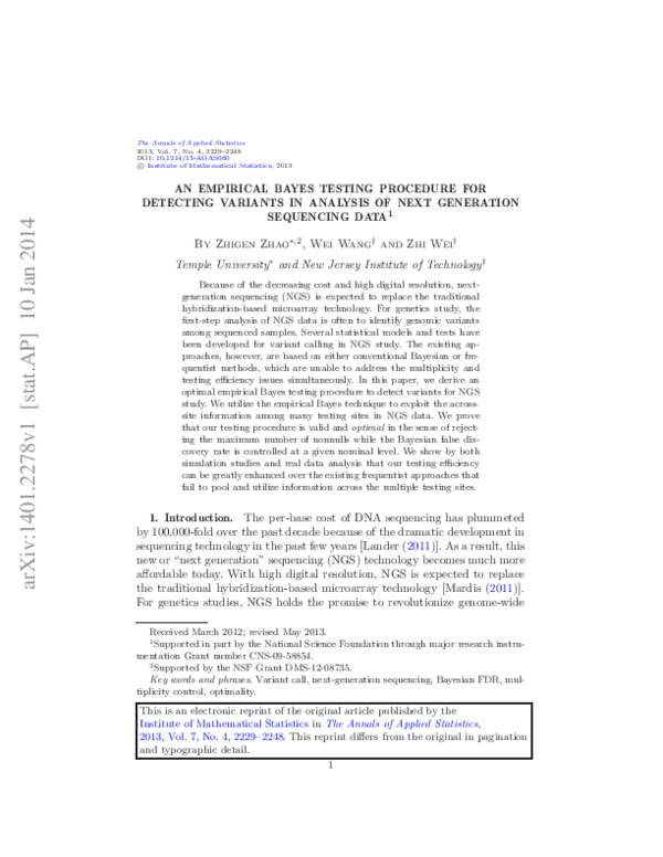 (PDF) An empirical Bayes testing procedure for detecting variants in ...
