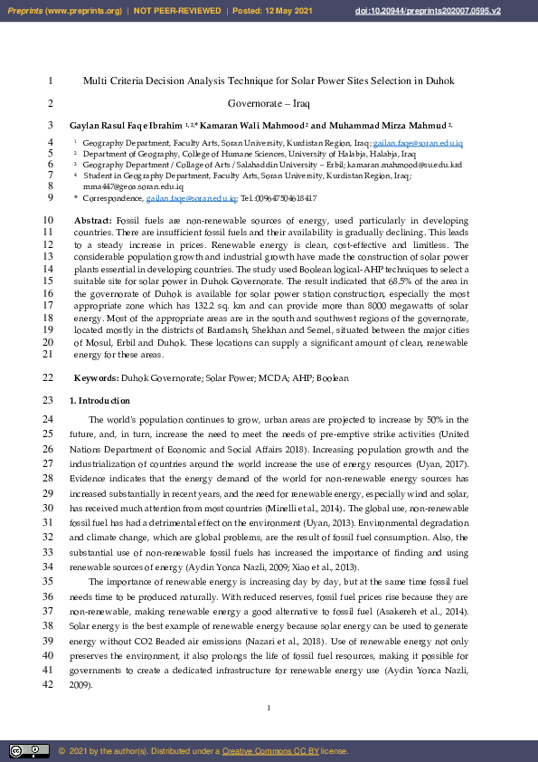(PDF) Multi Criteria Decision Analysis Technique for Solar Power Sites ...