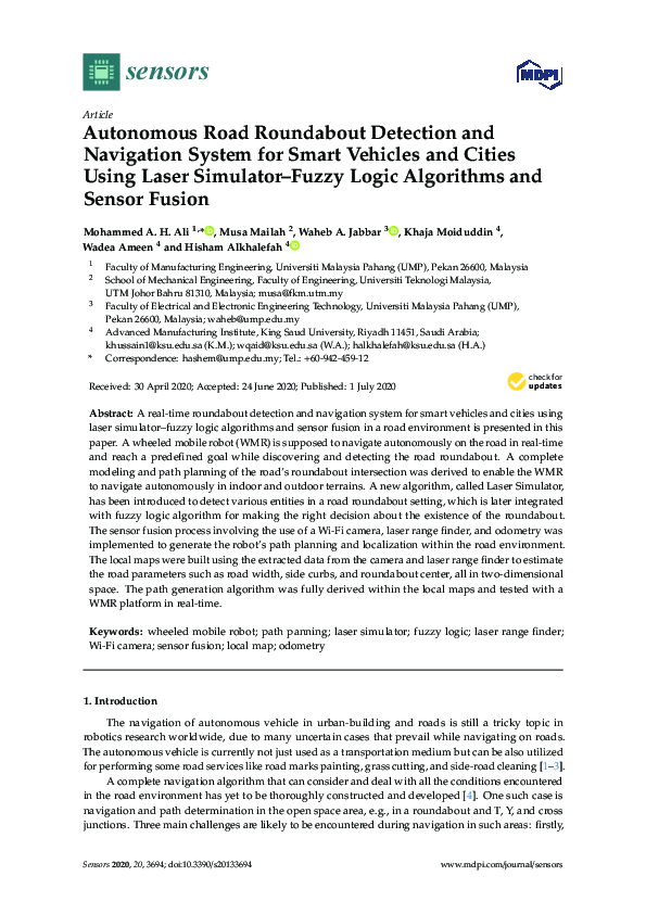 Pdf Autonomous Road Roundabout Detection And Navigation System For